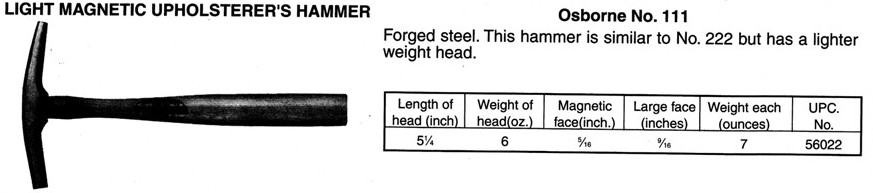 Osborne No. 111 Light Magnetic Hammer Balanced