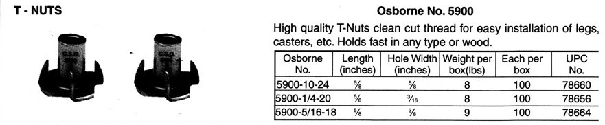 Osborne No. 5900 T-Nuts-1/4-20