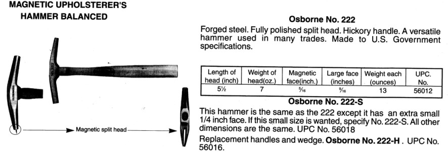 Osborne No. 222-S Magnetic Hammer Balanced