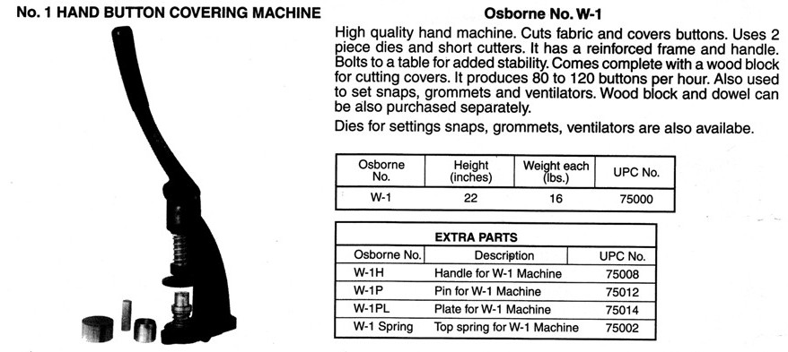 Osborne No. W-1PL Plate for W-1 Machine