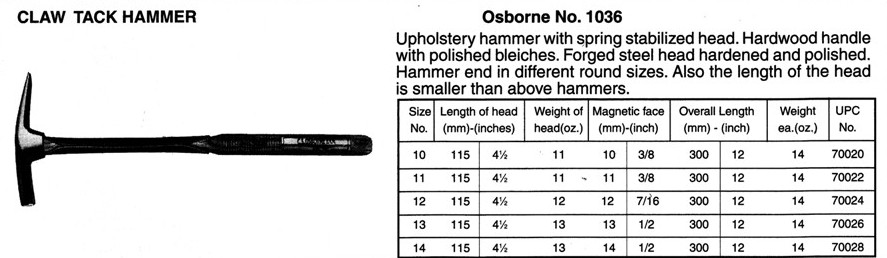 Osborne No. 1036-14 Claw Tack Hammer