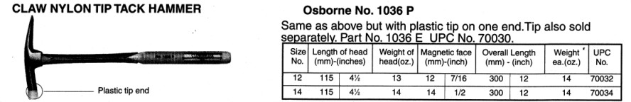 Osborne No. 1036-P14 Claw Nylon Tip Tack Hammer