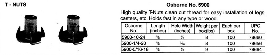 Osborne No. 5900 T-Nuts 10-24