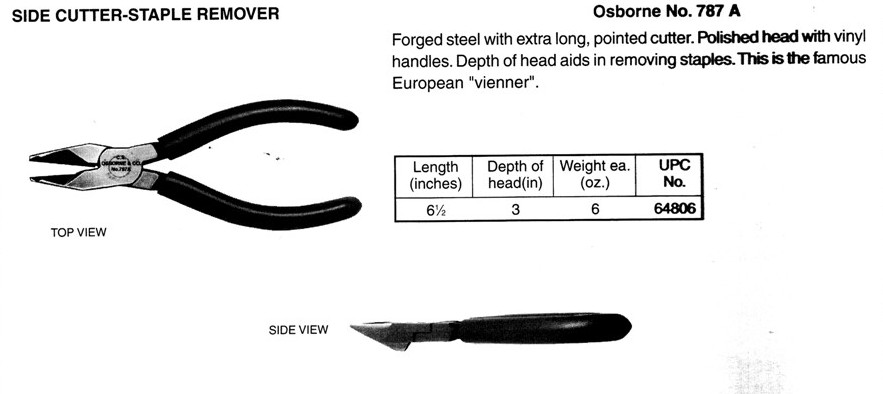 Osborne No. 787 A Side Cutter-Staple Remover